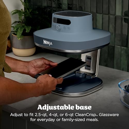 Ninja Crispi Pro 6-in-1 Glass Air Fryer | 450°F, Nontoxic, 6qt & 2.5qt Containers & Lids | Microwave, Freezer, Dishwasher Safe | Max Crisp, Air Fry, Bake, Roast, Recrisp, Dehydrate |Cyberspace AS101CY