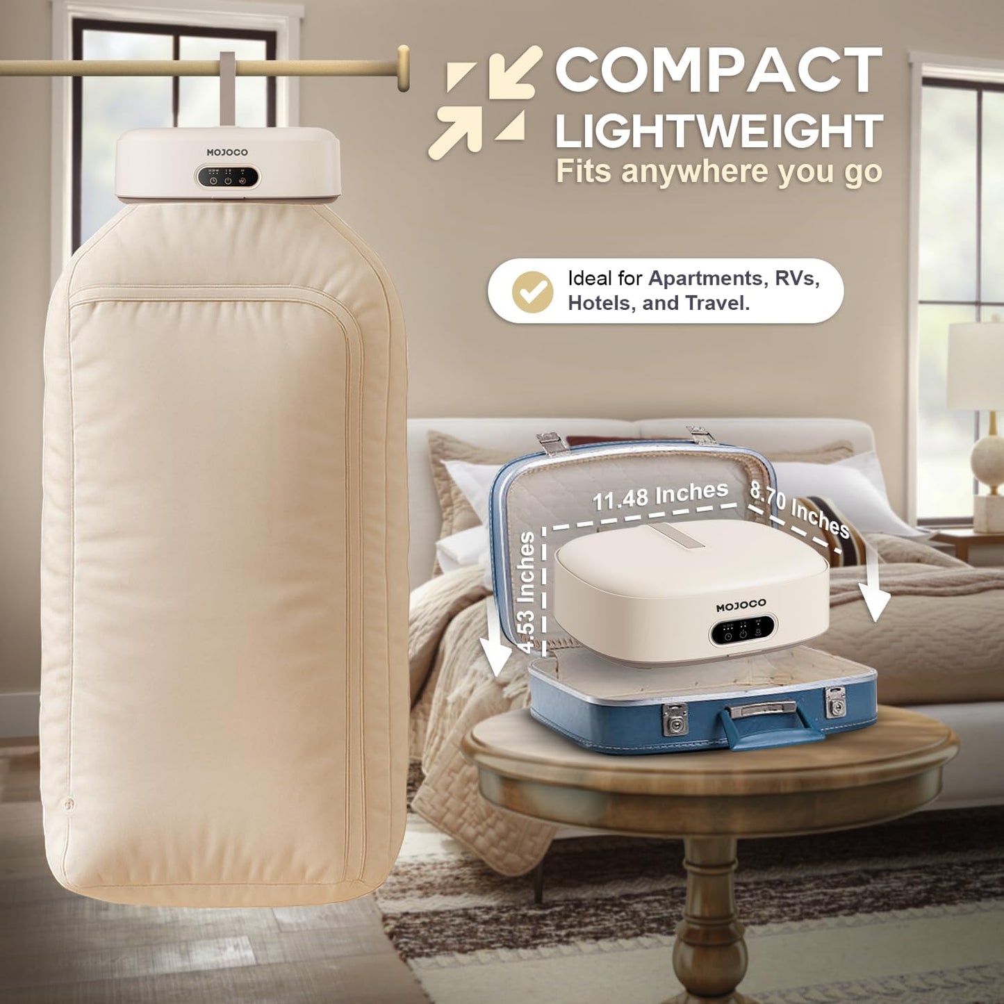 Portable Clothes Dryer - Mini/Compact Dryer for Apartment, RV, Travel - Small Quiet Fast-Drying Machine with Adjustable Timer & Hassle-Free Setup