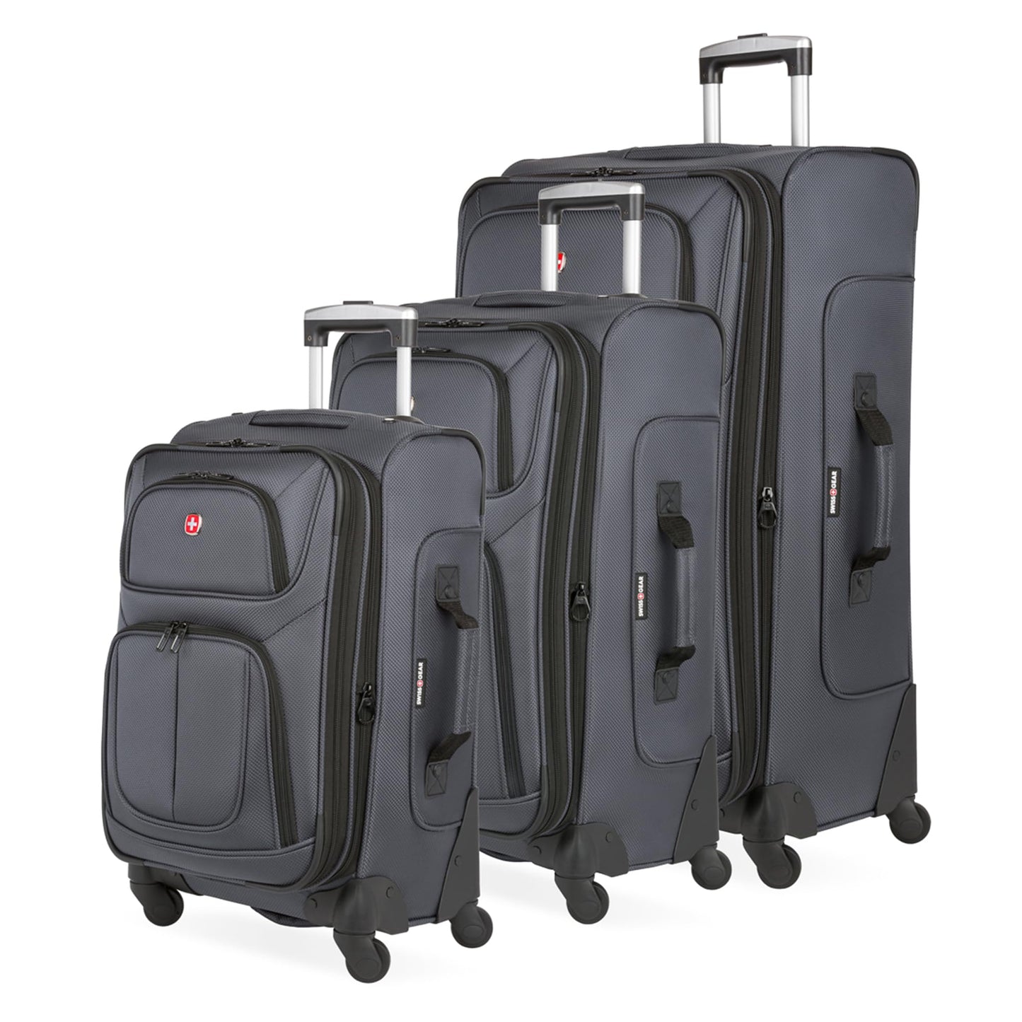 SwissGear Sion Softside Expandable Luggage with Spinner Wheels, Dark Grey, 2-Piece Set (21/25)2