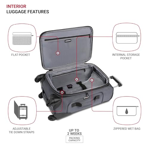 SwissGear Sion Softside Expandable Luggage with Spinner Wheels, Dark Grey, 2-Piece Set (21/25)