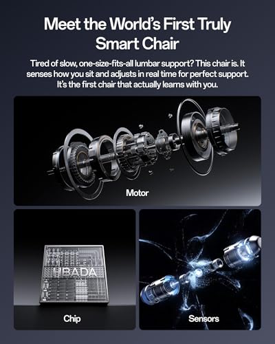 Hbada X7 Smart Ergonomic Chair, Office Chair, with Fully Automated Lumbar Tracking, 4D Adjustable Headrest, 720° Adjustable Armrests, Ventilated Seat Cushion, Swivel, Grey