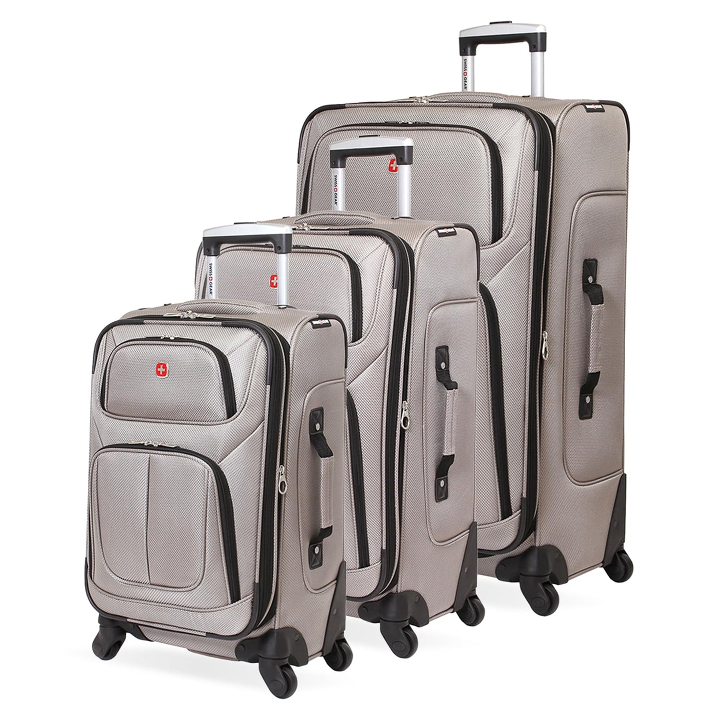 SwissGear Sion Softside Expandable Luggage with Spinner Wheels, Dark Grey, 2-Piece Set (21/25)