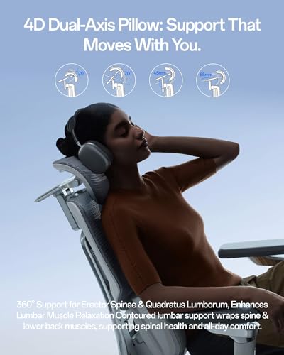 Hbada X7 Smart Ergonomic Chair, Office Chair, with Fully Automated Lumbar Tracking, 4D Adjustable Headrest, 720° Adjustable Armrests, Ventilated Seat Cushion, Swivel, Grey