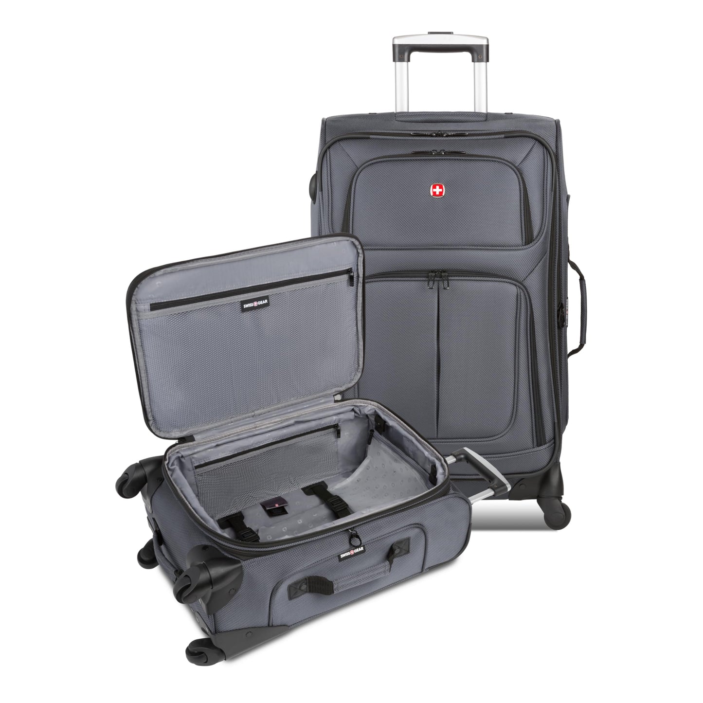 SwissGear Sion Softside Expandable Luggage with Spinner Wheels, Dark Grey, 2-Piece Set (21/25)2