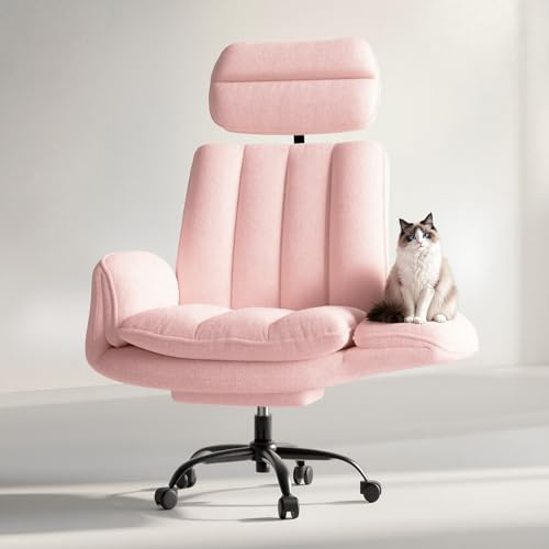 Big and Tall Office Chair, Flip Armrests for Pets & Cross Legged Sitting, Executive Ergonomic Computer Gaming Chair with Foot Rest, Premium Tech Fabric Wide Seat Reclining Desk Chair