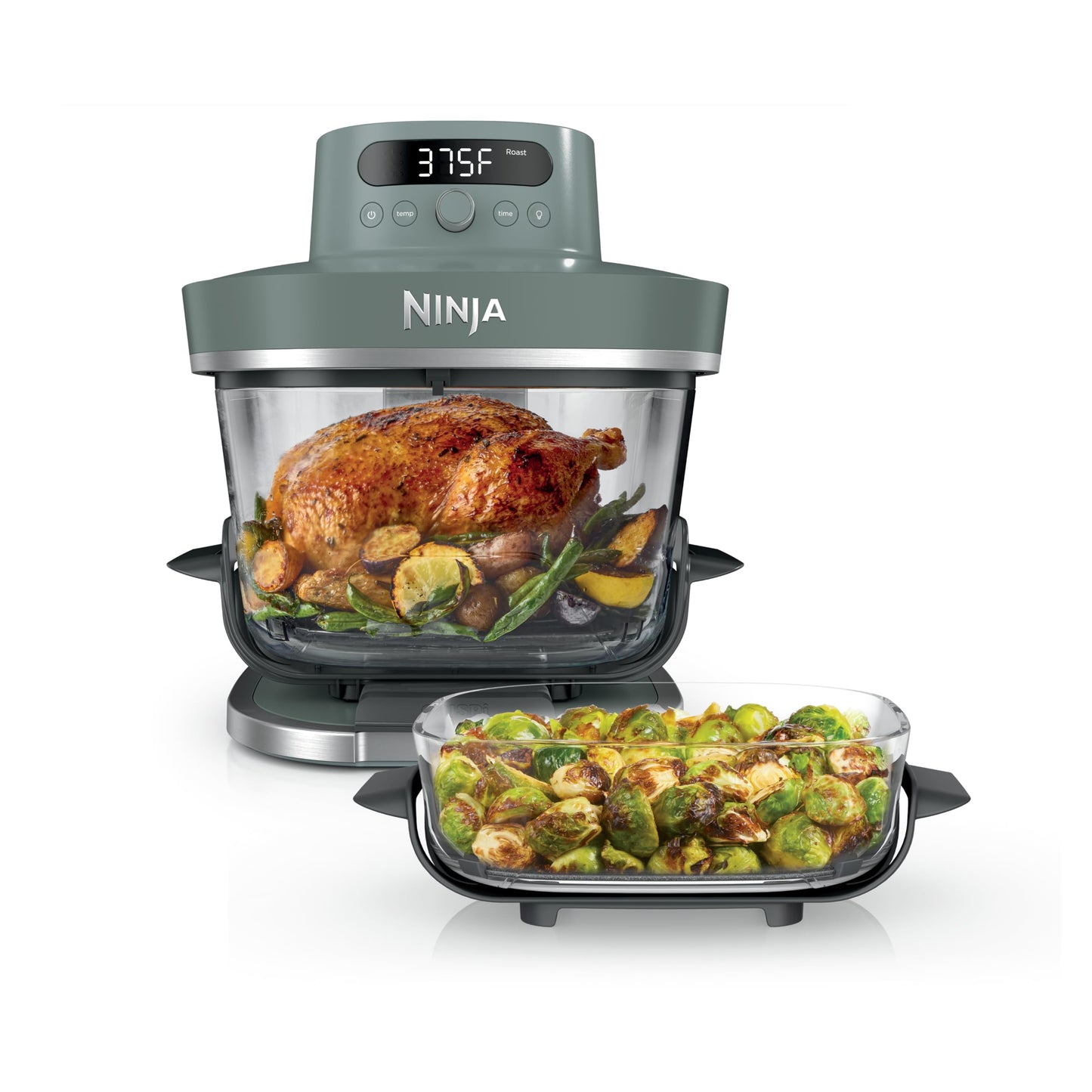 Ninja Crispi Pro 6-in-1 Glass Air Fryer | 450°F, Nontoxic, 6qt & 2.5qt Containers & Lids | Microwave, Freezer, Dishwasher Safe | Max Crisp, Air Fry, Bake, Roast, Recrisp, Dehydrate |Cyberspace AS101CY