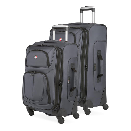 SwissGear Sion Softside Expandable Luggage with Spinner Wheels, Dark Grey, 2-Piece Set (21/25)