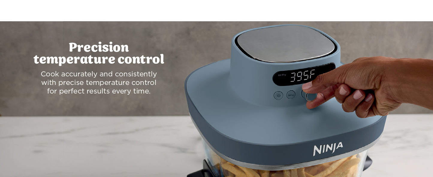 Ninja Crispi Pro 6-in-1 Glass Air Fryer | 450°F, Nontoxic, 6qt & 2.5qt Containers & Lids | Microwave, Freezer, Dishwasher Safe | Max Crisp, Air Fry, Bake, Roast, Recrisp, Dehydrate |Cyberspace AS101CY