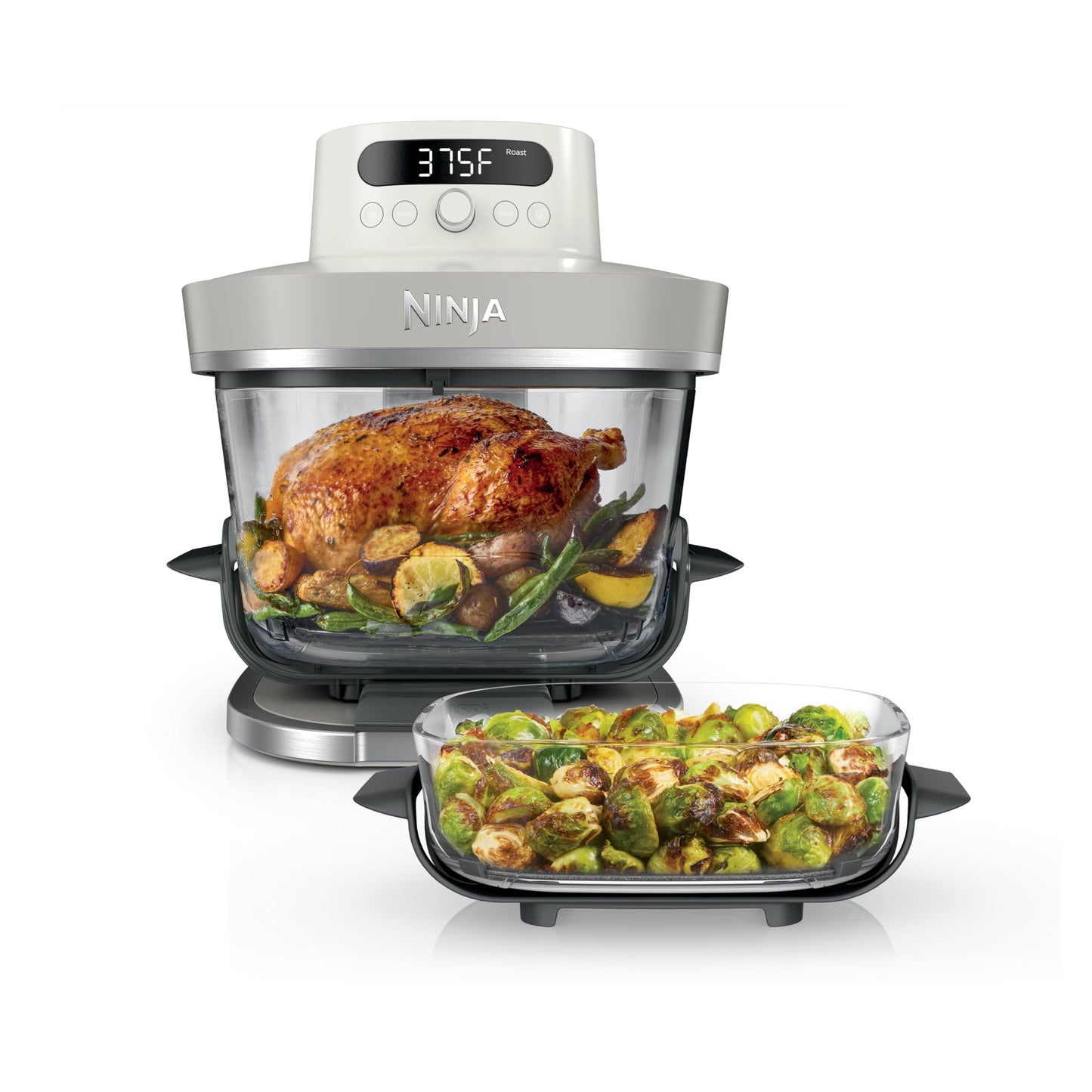 Ninja Crispi Pro 6-in-1 Glass Air Fryer | 450°F, Nontoxic, 6qt & 2.5qt Containers & Lids | Microwave, Freezer, Dishwasher Safe | Max Crisp, Air Fry, Bake, Roast, Recrisp, Dehydrate |Cyberspace AS101CY