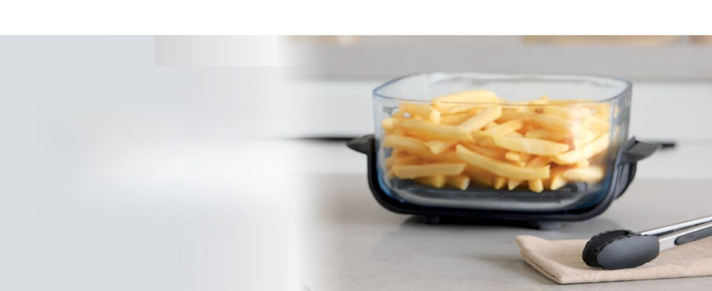 Ninja Crispi Pro 6-in-1 Glass Air Fryer | 450°F, Nontoxic, 6qt & 2.5qt Containers & Lids | Microwave, Freezer, Dishwasher Safe | Max Crisp, Air Fry, Bake, Roast, Recrisp, Dehydrate |Cyberspace AS101CY